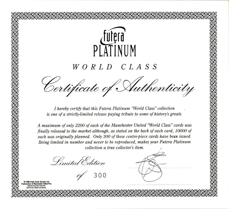CENTER CARD FUTERA PLATINUM WORLD CLASS 1998 /300