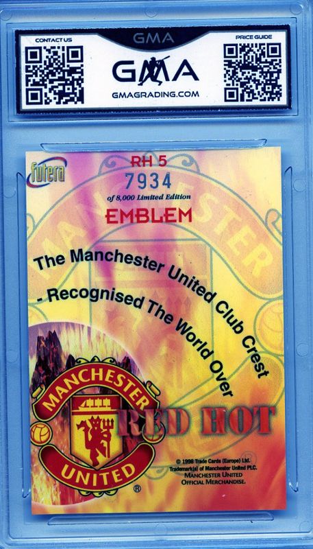 998 Futera Manchester United EMBLEM Red Hot! 7934/8000 Manchester United FC #RH5 MINT SGC 9