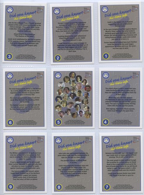 Hovedbilde 1998 FANS SELECTION LEEDS UNITED 9 CARD TEAM ...