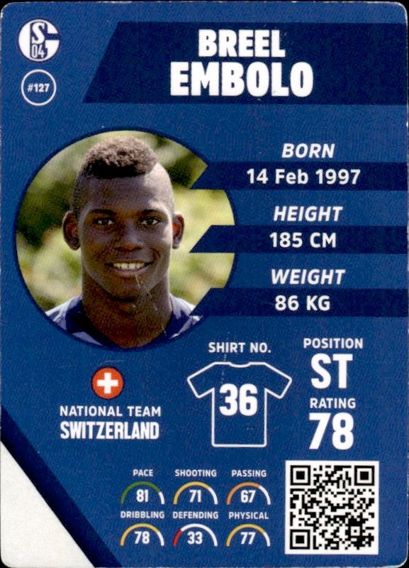 2018 Kickerz Breel Embolo #127 