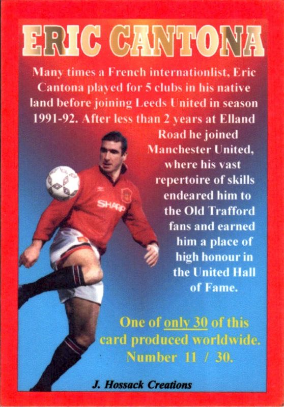 ERIC CANTONA RED DEVILS J HOSSACK CREATIONS #11/30