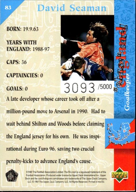 Hovedbilde 1997-98 Upper Deck England Three Lions #3093/5000 ...