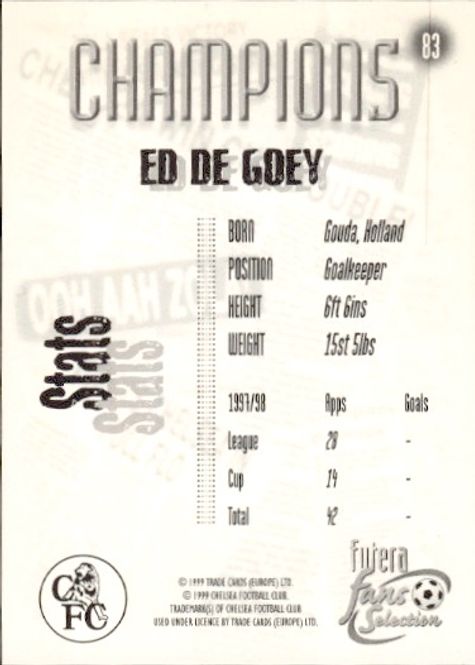 Hovedbilde Futera Fans Selection 1999 Chelsea FC Trading ...