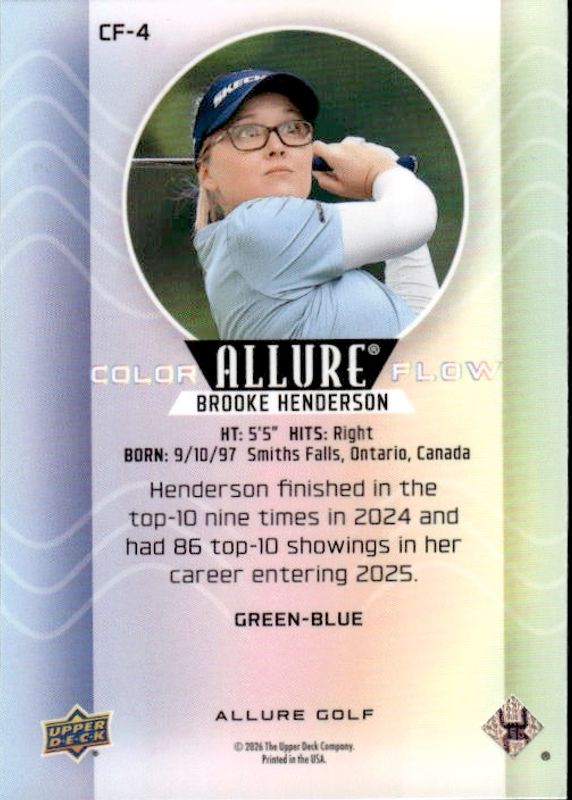 2026 UD Allure Golf Brooke Henderson Color Flow Green-Blue 