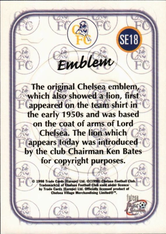 CHELSEA 1998 FANS SELECTION CARDS SE1 TO SE18 PLAYERS EDITION /500 