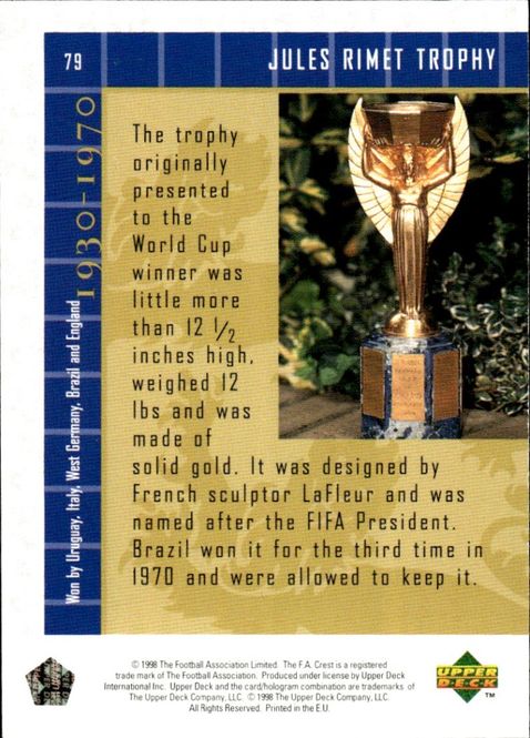 Hovedbilde Upper Deck England 1998 - JULES RIMET TROPHY No. ...