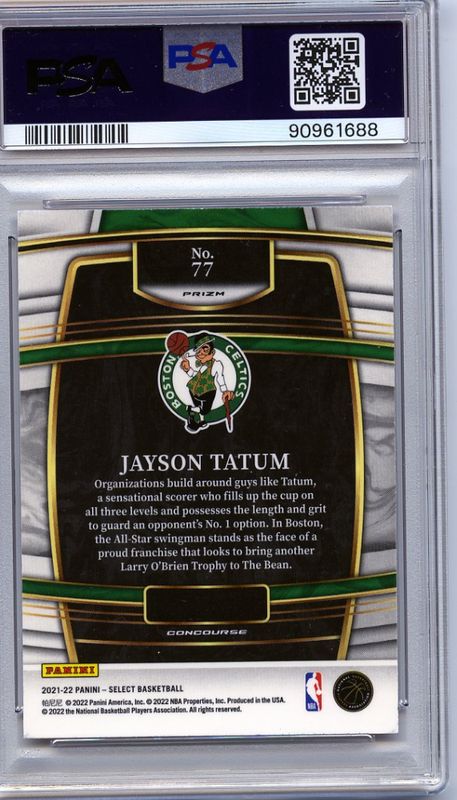 2021 Jayson Tatum Select #77 Concourse Orange Flash Prizm Boston Celtics PSA 9
