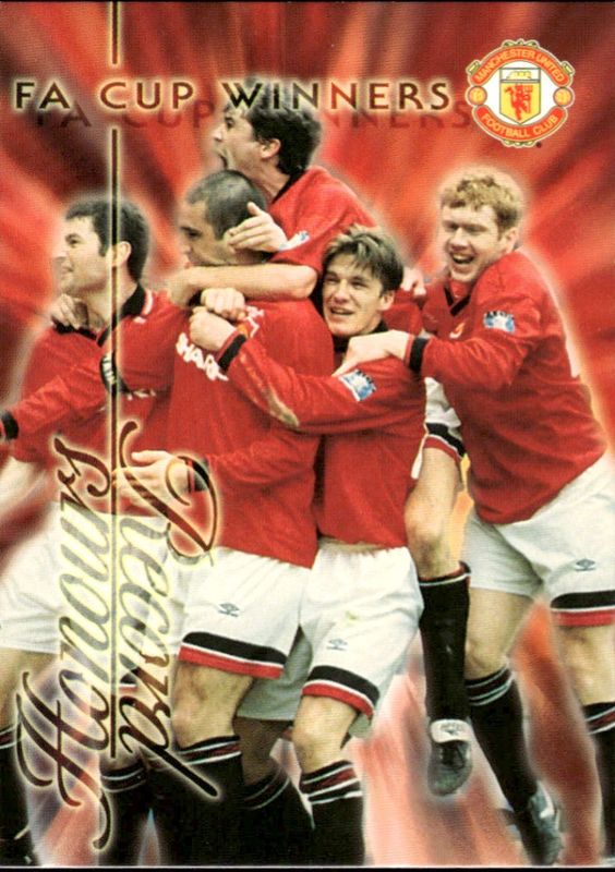 David Beckham Man Utd Futera 1997 #92 F.A. CUP WINNERS