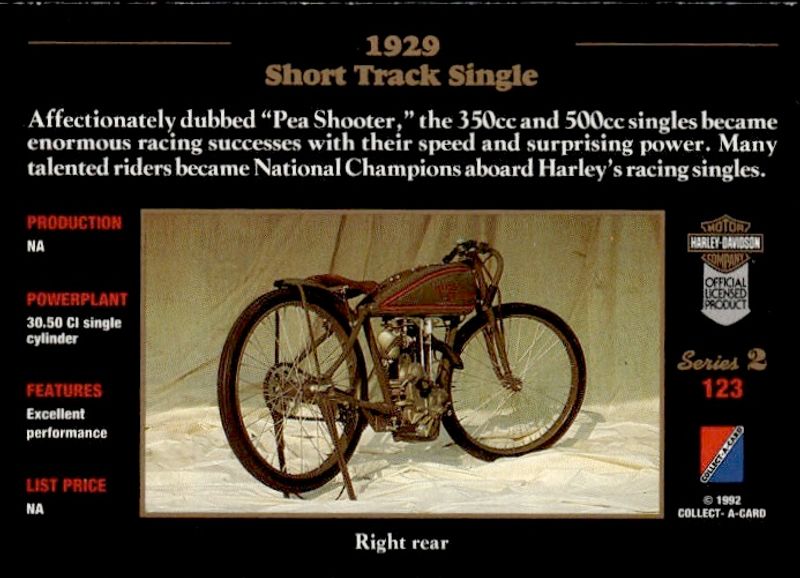 Harley-Davidson Collect-A-Card Series 2- card #123- 1929 Short Track Single