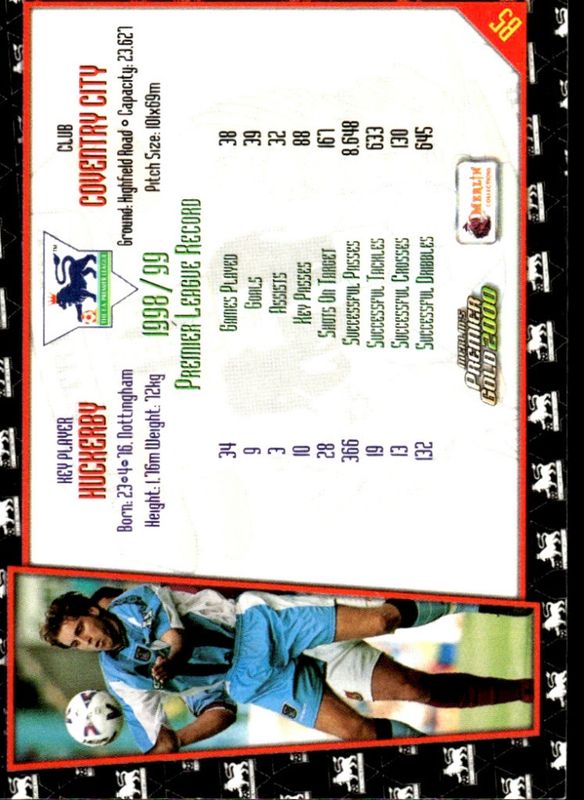 DARREN HUCKERBY 1999-00 Merlin Premier Gold Soccer Card COVENTRY CITY #B5