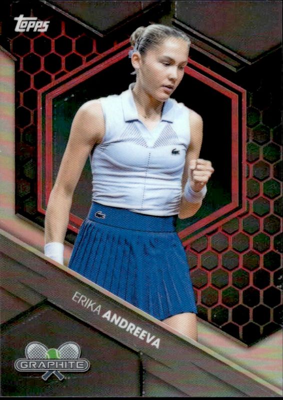 Erika Andreeva 2026 Topps Graphite Tennis Card #110 Pink Parallel Refractor #09/15